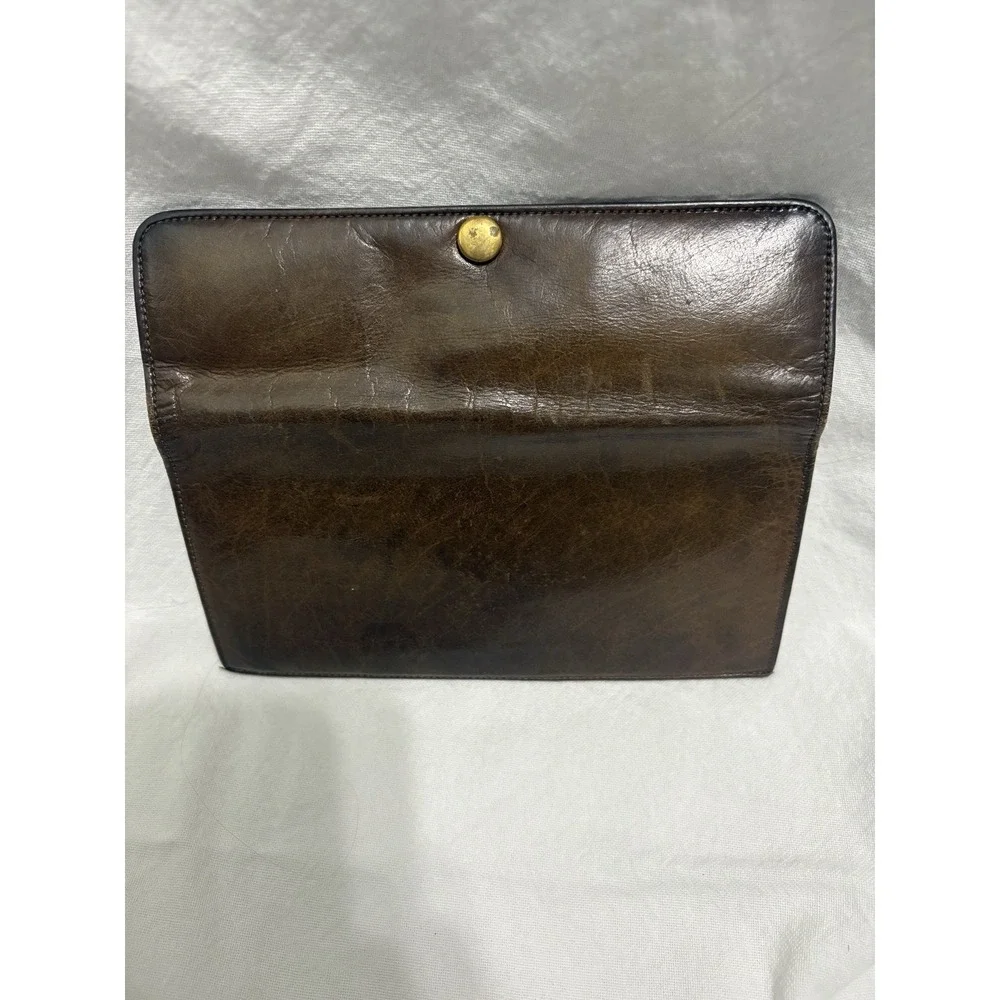Vintage Coach Brown Leather Envelope Wallet Gold Snap Card Holder